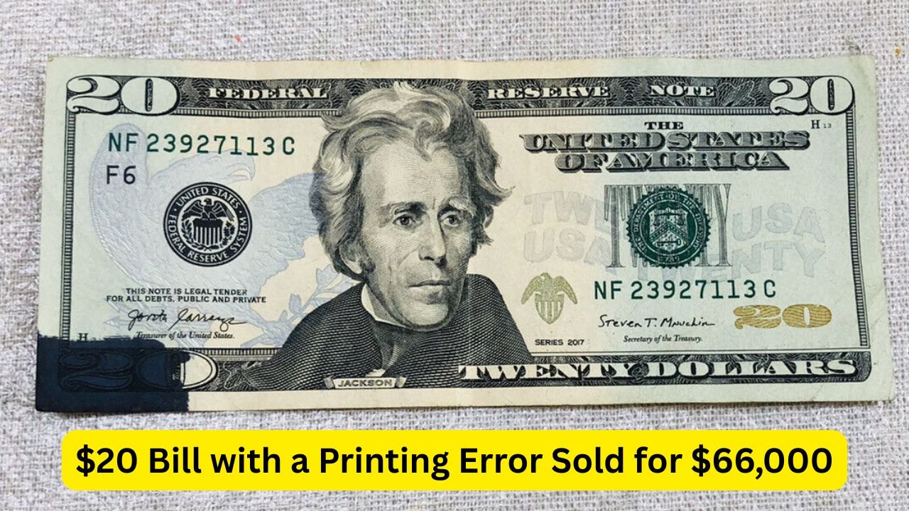 $20 Bill with a Printing Error Sold for $66,000